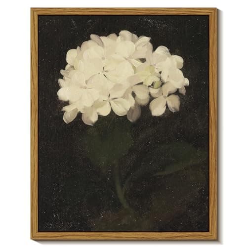InSimSea Framed Wall Art Decoration Canvas Wall Art Room Decor, White Hydrangea Oil Painting Canvas Prints, Bedroom Bathroom Wall Art Kitchen Office Wall Decor 8x10 Inch
