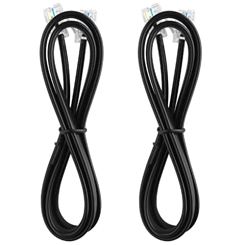 NECABLES 2Pack RJ12 Cable 15ft Phone Cord RJ12 6P6C Male to Male Straight Wired for Both Data and Voice Use Black - 15 Feet — view 3