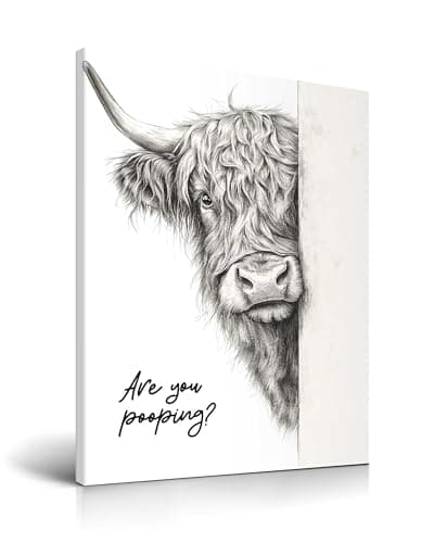 HesenDot Highland Cow Are You Pooping Funny Bathroom Wall Art, 30x40cm