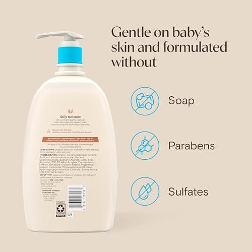 Aveeno Baby Daily Moisture Gentle Baby Body Wash and Shampoo with Oat Extract, 2-in-1 Baby Wash & Hair Shampoo, Tear-Free, pH Balanced for Sensitive Skin & Hair, Lightly Scented, Value Size 33 Fl Oz — view 7