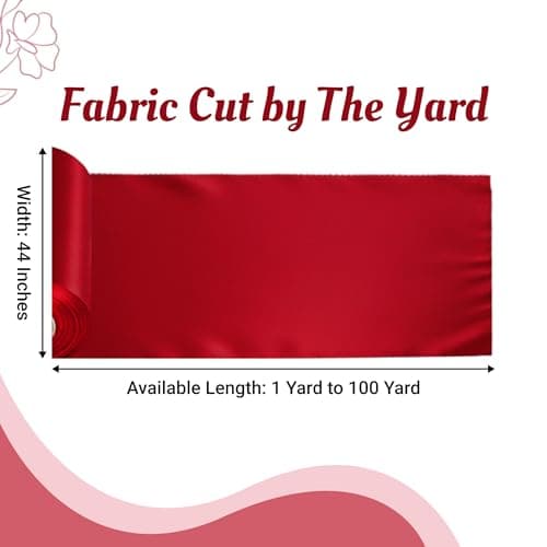 MDS Satin Fabric 5 Yards, 44" Wide, Silky Smooth Charmeuse Sateen Cloth for Wedding Arch Drapery Panel Backdrop Party Event Banquet Home Decoration Curtain Crafts DIY Sewing Costume - Apple Red — view 2