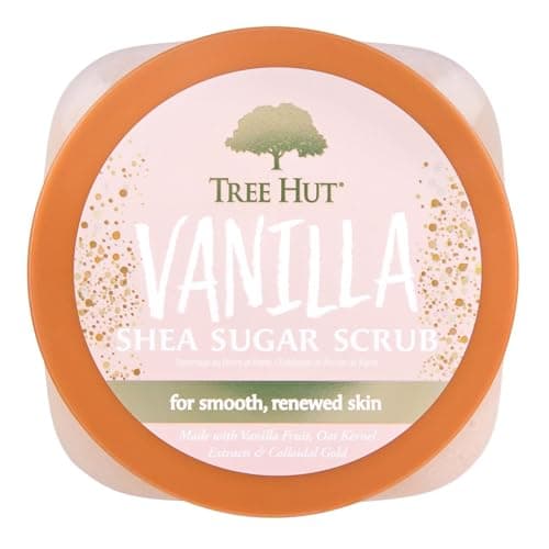 Tree Hut Vanilla Body Scrub, Exfoliating & Hydrating Sugar Scrub with Shea Butter & Essential Oils, Smooth Skin, Body Exfoliator For All Skin Types, Self Care Gifts for Women, Vegan, 18 Oz