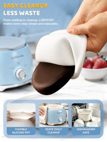 LUSHYUM Electric Chocolate Melting Pot with 2 Insert Pots, 4-Cup Chocolate — view 3