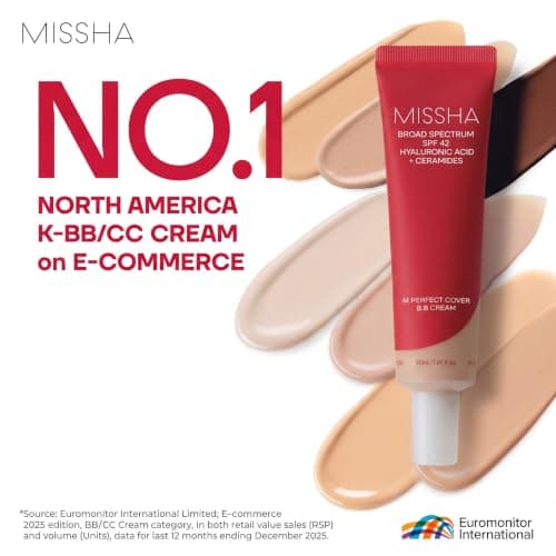 MISSHA M Perfect Cover BB Cream No.23 Natural Beige -Light/Medium with Cool/Neutral Undertone SPF 42 PA +++ 1.69 Fl Oz - Tinted Moisturizer for face with SPF