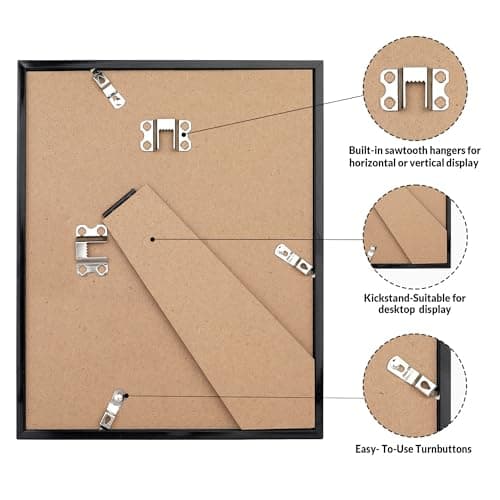 LaVie Home 8x10 Picture Frame for Wall Display, 8x10 Black Picture Frame with HD Plexiglas, 8 x 10 Poster Frame 1 Pack, Display Frame for Vertical or Horizontal, Classic Collection — view 3