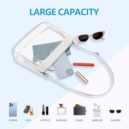 Paxiland Clear Stadium Crossbody Purse - Removable Strap, Water-resistant — view 5