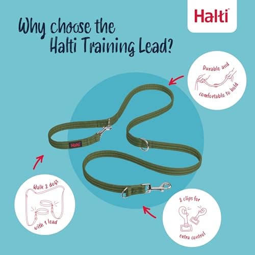 Halti Training Leash - Multifunctional Double-Ended Dog Leash, Ideal for Anti-Pulling Dog Training. Lightweight & Durable. Suitable for Medium to Large Dogs & Puppies (Size Large, Forest Green, 2m) — view 2
