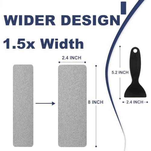 Gecork XXL Bathtub Non Slip Stickers with Strong Adhesive, Widen & Invisible Anti Slip Shower Strips with Scraper for Bath Tub, Shower Floor, Stairs,14 PCS （Grey）