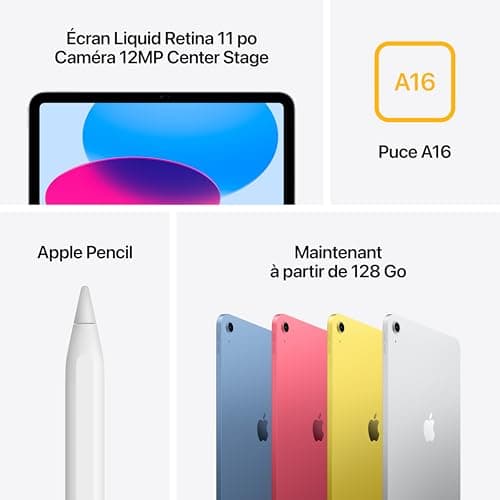 Apple iPad with A16 chip: 11-inch Liquid Retina Display, 128 GB, Wi-Fi 6, 12MP Front/12MP Back Camera, Touch ID, All-Day Battery Life — Silver — view 4