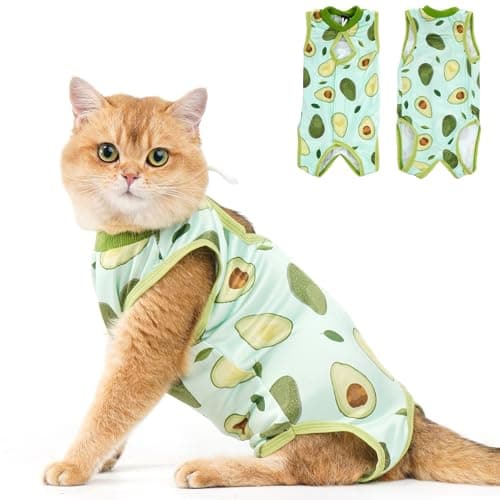 Avont Cat Recovery Suit - Kitten Onesie for Cats After Surgery, Cone of Shame Alternative Surgical Spay Suit for Female Cat, Post-Surgery or Skin Diseases Protection -Avocado(S)