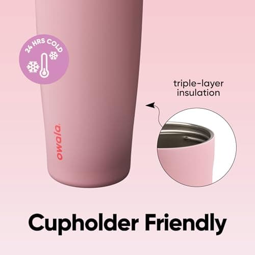 Owala FreeSip Sway Insulated Stainless Steel Water Bottle with Two-Way Spout, Built-In Straw and Bucket Handle, Made for Travel, School, and Sports, 40oz, BPA Free, Leak Proof, Angel Food Cake — view 3
