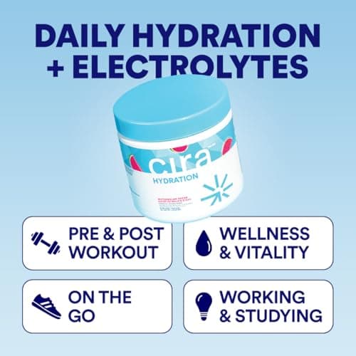 Cira Hydration Electrolytes Powder - Daily Electrolyte Powder, Sugar Free w/Himalayan Salt, Magnesium, & Potassium, Hydration Powder for Dehydration Relief & Recovery - Watermelon Sugar, 45 Servings