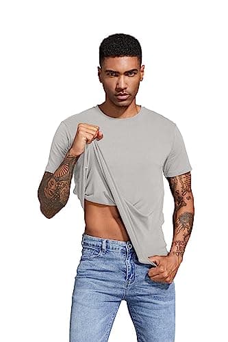 Boyzn Men's 3 Pack Cotton T-Shirts, Men's Short Sleeve Tees, Crewneck Cotton T-Shirts for Men Black/White/Grey-L