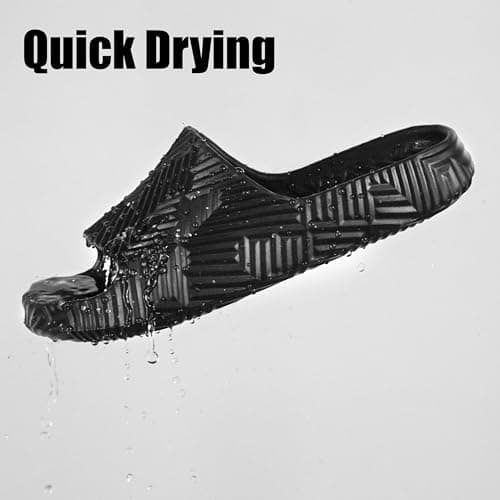 Weweya Men Women Shower Slides Non Slip Bathroom Slippers Beach Sandals Black Women Size 10.5 Men Size 9.5 — view 3
