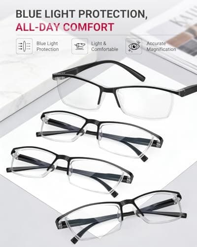 4PCSFashion Anti-blue light Reading Glasses Quality Readers for Men Women(2.5X) — view 3