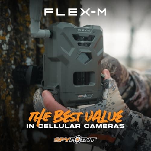 SPYPOINT Flex-M Cellular Trail Camera - Best Value in Hunting Accessories, No WiFi Needed & GPS-Enabled, Hunting Night Vision, IP65 Water-Resistant, 28MP Photos, 720p Videos + Sound (Pack of 1)
