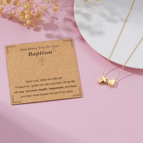 ESPVO First Communion Gifts for Girls Teens 1st First Holy Communion Decorations Catholic Primera Cross Necklace Christian Religious Teenage Kids Daughter Granddaughter Ideas — view 2