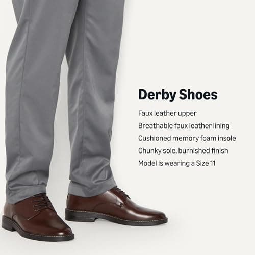 Amazon Essentials Men's Round Toe Derby Dress Shoes, Dark Brown, 10 — view 2