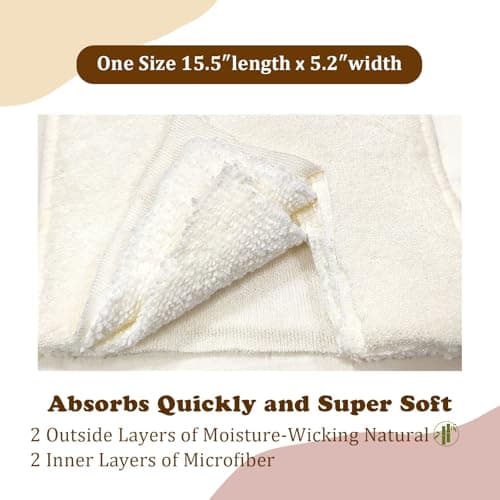 Mama Koala 4-Layer Natural and Microfiber Cloth Diaper Inserts, Adjustable and Reusable for Any Baby Cloth Diaper(6 Pack) — view 2