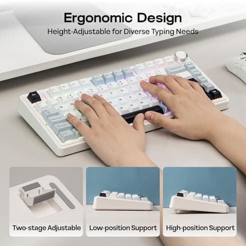 EPOMAKER x Aula F75 Gasket Mechanical Keyboard, 75% Wireless Hot Swappable Gaming Keyboard with Five-Layer Padding&Knob, BT/2.4GHz/USB-C, RGB (Light Blue, LEOBOG Reaper Switch) — view 6