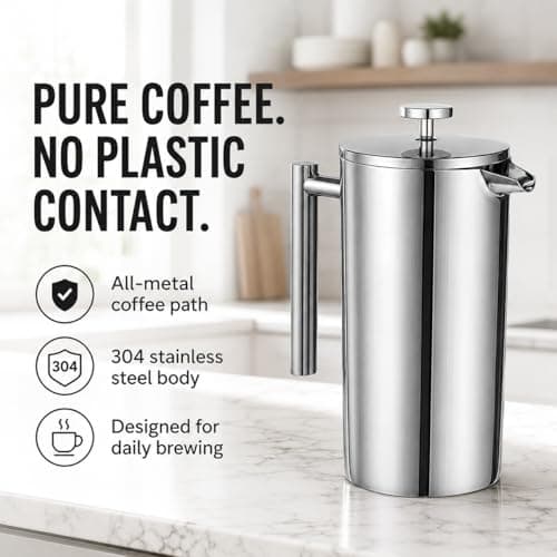 34 Oz Insulated 304 Stainless Steel French Press for Home and Camping