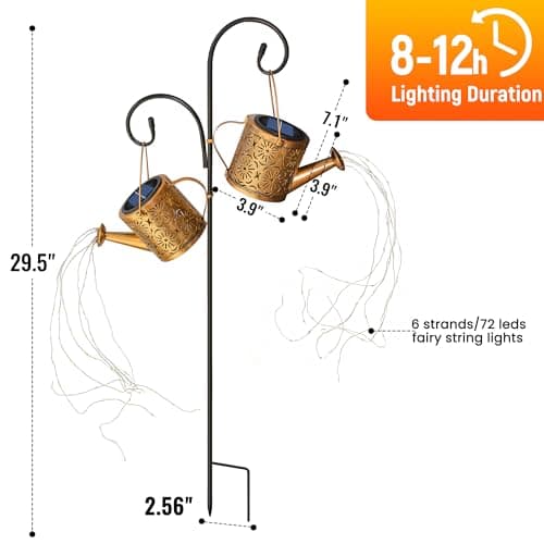 X-PREK Solar Garden Lights Outdoor Decoration, Metal Solar Watering Can Lights Outdoor Waterproof, Small Patio Light Yard Lawn Pathway Decor, Gardening Gifts for Women Mom Grandma 2 Packs — view 4