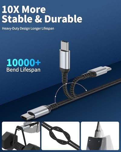 Adiceve USB to USB C Cable 3FT, 2-Pack USB Type C Cable Fast Charging, Braided 3FT USBA to USBC Cable, USB-A to USB-C Carplay Cord for iPhone 17/16/15 Pro Max, Samsung Galaxy S26 S25 S24, Black — view 4
