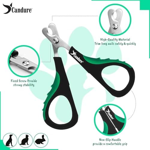 Candure Cat Nail Clippers Stainless Steel Cat Claw Trimmers for Rabbits,Guinea Pigs, Birds, Puppies, Kittens and Small Animals- Pet Nail Clippers for Professional and Home Use (Black) — view 3