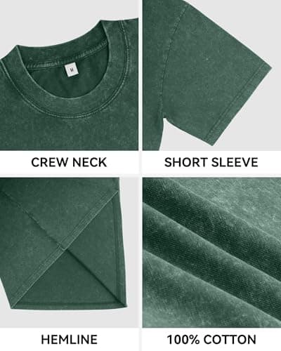 AIYINO Mens Acid Wash T-Shirt Oversized Vintage Cotton Casual for Men — view 5