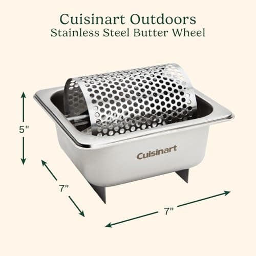 Cuisinart Stainless Steel Butter Wheel, Raised Bottom Butter Roller for Griddle for Golden Crust and Even Spread, Kitchen Grill Accessory for Burgers, Bread, BBQ, Cookouts, Tailgates