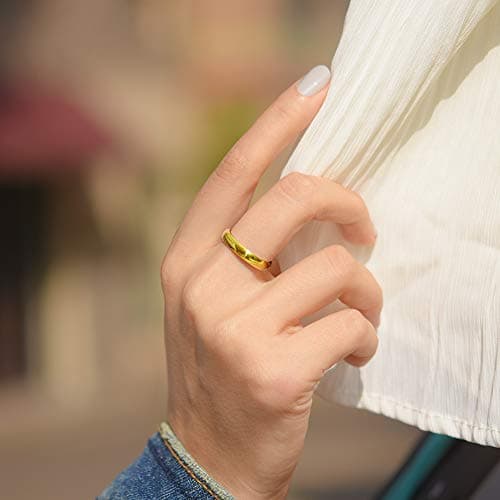 THREE KEYS JEWELRY Women Wedding Bands 4mm Gold Tungsten Carbide Ring with Jewels Domed Polished Infinity Unique for Her Size 5.5 — view 3