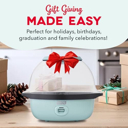 Dash SmartStore Deluxe Stirring Popcorn Maker - Hot Oil Electric Popcorn Popper with Butter-Warming Tray, Clear Serving Bowl, Storage Lid & Measuring Cup - 24 Cups, Aqua — view 7