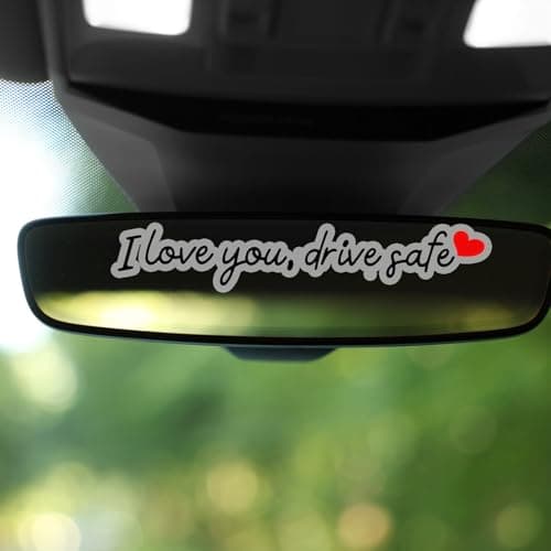 10pcs I Love You Drive Safe Mirror Stickers, Vinyl PVC Car Rearview Mirror Stickers Funny Auto Window Label Automotive Rear View Decal Vehicle Accessories for Men & Women (Black) — view 6