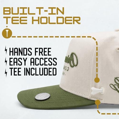 BRIMZ Cotton Golf Hat with Magnetic Brim & Tee Holder - Snapback Golf Cap for Men & Women - Magnetic Brim for Ball Marker — view 3