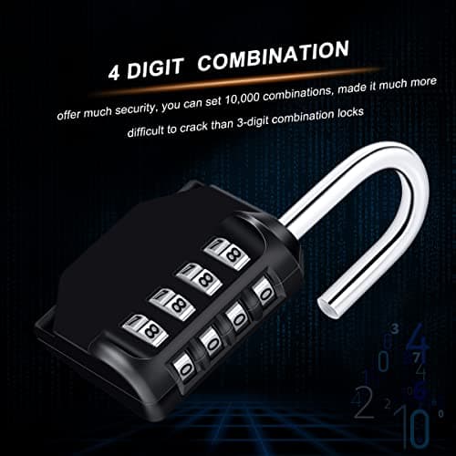 Diyife Combination Padlock, Weatherproof 4 Digit Resettable Locker Lock — view 3