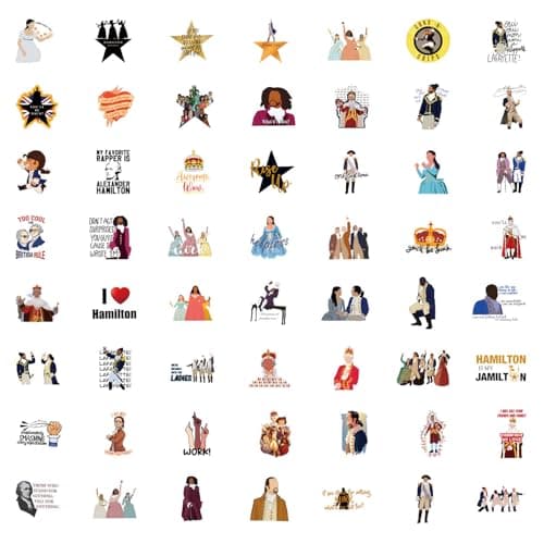 55PCS Hamilton Merch Stickers Pack Cute Musical Sticker for Water Bottle Laptop Skateboard Journal, Waterproof Vinyl Cool Decals for Teens Adults Party Supplies — view 2