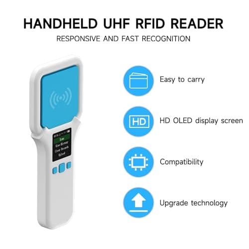 YANZEO SR300 UHF RFID Reader 860Mhz-960Mhz RFID Scanner Wireless Bluetooth Handheld RFID Reader, UHF Tag Reader for Clothing, Shoes, Jewellery Shop and Warehouse Inventory