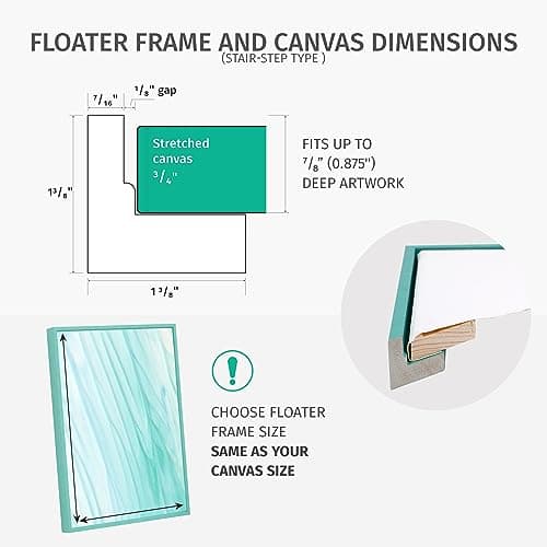 Pixy Canvas Floater Frame 16x20 for 3/4 (0.75) inch Deep Canvas Paintings/Canvas Prints/Wood Canvas Panels/Wall Art/Wall Decor/Home Decor/Artwork (White, 16 x 20 inch, Landscape) — view 4