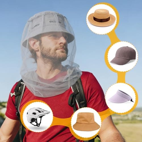 TUPI 2 Pack Mosquito Head Net Mesh, Fits All Hats for Men & Women,Grey — view 3