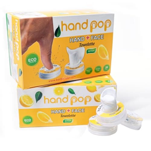 Hand Pop Lemon Scented Wipes - 24 Pack of Travel Size Wet Towelettes, Alcohol-Free, Wipes for Skin Hydration, Convenient, Eco-Friendly, Refreshing, Fits in Gym Bag, Purse, Pocket, or Luggage