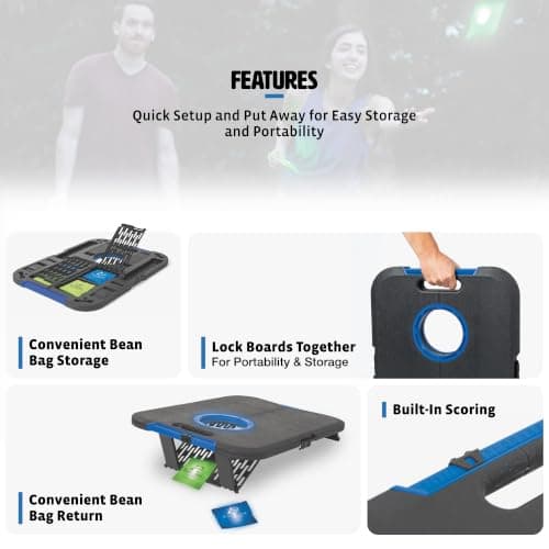 EastPoint Light-Up Cornhole Board Set - 24 x 18 in, 8 Cornhole Bags - Built-in LED Lights for Outdoor Games - Foldable with Carry Handles for Backyard Games - Integrated Return for Bean Bag Toss — view 2