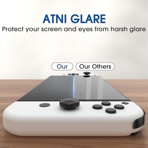 amFilm Auto-Alignment OneTouch for Nintendo Switch OLED Screen Protector [7.0"] 2021, Tempered Glass, 30 Seconds Installation, Bubble Free, Scratch Resistant, Touch Sensitive, Matte [2 Pack] — view 2
