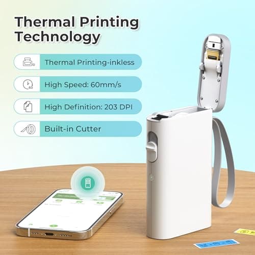 Nelko Label Maker Machine with Tape, P21 Portable Bluetooth Label Printer, Wireless Built-in Cutter Sticker Maker Mini Label Makers with Multiple Templates for School Organizing Office Home, White — view 3