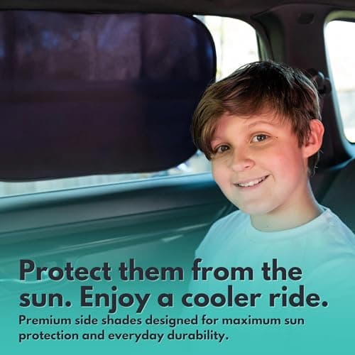 Car Window Shades - Certified 99.79% UVA & 99.95% UVB sun protection. Award winning car sun shade for side windows. 4 Pack (2 Transparency options) 20" x 12" -window shade for car baby by Kinder Fluff — view 7