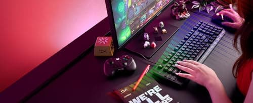 HyperX Eve 1800 – Gaming Keyboard, 1800 Form Factor,10 Zone Customizable RGB Lighting, Built-in Media Buttons, Membrane Switches, – Black — view 6