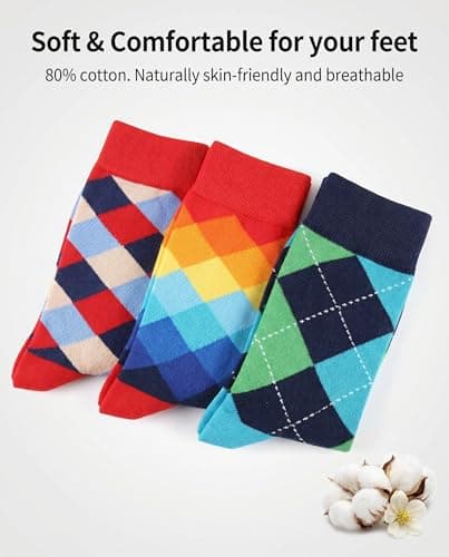 WeciBor Men's Dress Colorful Novelty Funny Crew Socks, 12 Pairs Multicolor Geometric, Size 9-13 — view 3