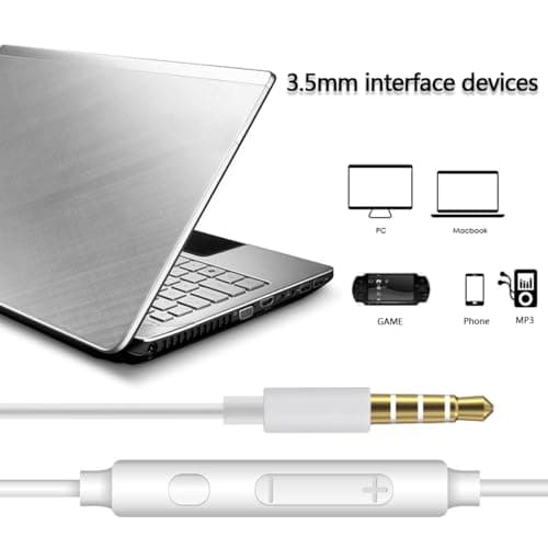 2 Pack Wired Earbuds with Microphone, 3.5mm Jack In-Ear Headphones Wired Earphones with Mic Noise Isolating Plug in Ear Buds for Computer Laptop PC iPhone Android, Airplane Travel Headphones with jack