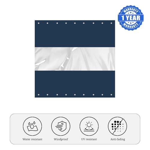 Covers & All Vinyl Outdoor Curtains for Patio Waterproof – 12 oz Outdoor Clear Panel Curtains, Gazebo Curtains with Brass Grommets for Pergola, Porch & Patio Walls for Winter (7 x 12 ft, Blue) — view 2