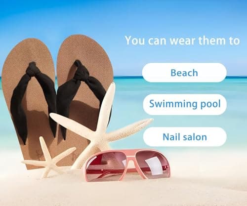 KuaiLu Flip Flops Women Arch Support Yoga Mat Comfortable Summer Beach Walking Thong Cushion Sandals Slip on Outfits Travel Essential Orthotic Slides Indoor Outdoor Slippers Shoes Black Khaki Size 6.5 — view 7