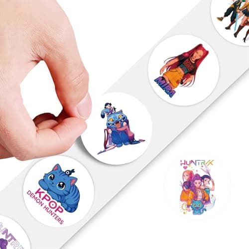 Demon Movie Hunters Stickers Roll - 500Pcs 8 Style Korean Hunters Movie Anime Music Idol Vinyl Stickers Decals - Easy Stick & Removeable for Fans Lover Scarpbook Window Tumblers Water Bottles Teens